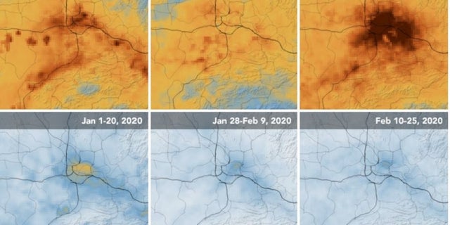 Nitrogen dioxide levels over China decreased dramatically as China continues to grapple with the coronavirus outbreak.