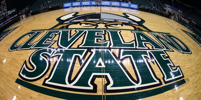 CLEVELAND, OH - JANUARY 14: The Cleveland State Vikings logo adorns center court prior to the NCAA Women's Basketball game between the UIC Flames and Cleveland State Vikings on January 14, 2017, at the Wolstein Center in Cleveland, OH. (Photo by Frank Jansky/Icon Sportswire via Getty Images)