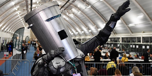 Independent candidate Count Binface poses after arriving at a counting center for Britain's general election in Uxbridge, Britain, December 12, 2019.