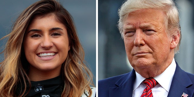 NASCAR star Hailie Deegan posed for a photo with President Trump and first lady Melania Trump ahead of the Daytona 500.