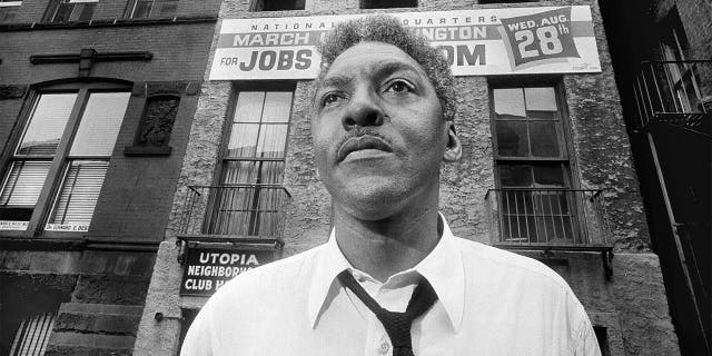 FILE - In this Aug. 1, 1963, file photo, Bayard Rustin, leader of the March on Washington poses in New York City. (AP Photo/Eddie Adams, File)