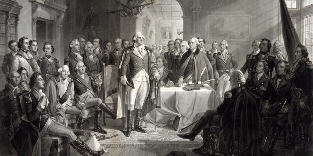 This vintage image shows George Washington and his generals. (iStock)