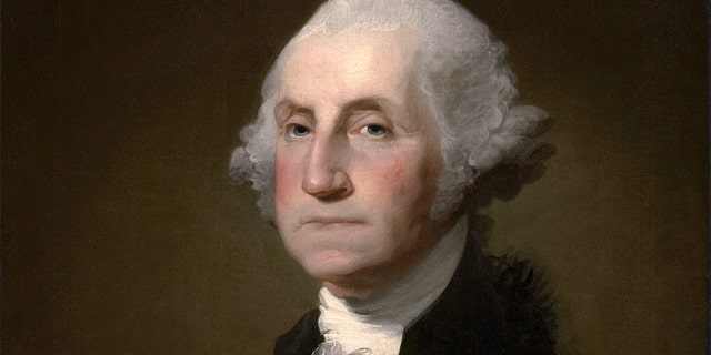 Cropped portrait of George Washington based on the unfinished Athenaeum Portrait, by Gilbert Stuart, 1796