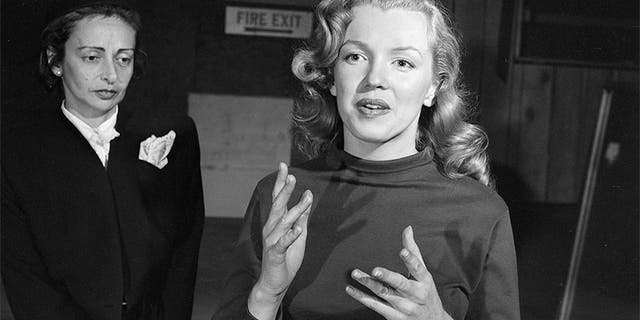 American actress Marilyn Monroe (right) during a lesson with German-born acting teacher Natasha Lytess (1913 - 1964), Hollywood, California, November 1948.