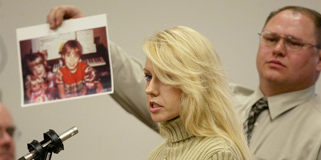 Virginia Graham, sister of Green River Killer victim Debra Estes, speaks in court during the sentencing of Gary Ridgway on Dec.18, 2003, in Seattle, Washington. Ridgway received a life sentence, without the possibility of parole.