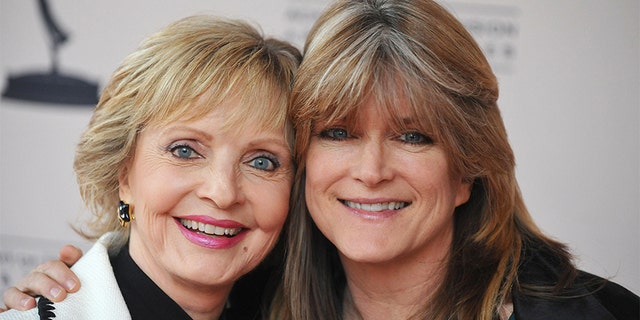 Florence Henderson (left) with her TV daughter Susan Olsen.