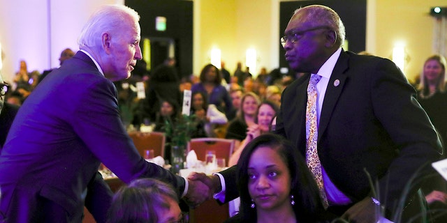 Super Tuesday guide: The states, the stakes, who's in contention and more 5 Democratic presidential candidate former Vice President Joe Biden, left, shakes hands with House Majority Whip James Clyburn, D-S.C., speaks at the First in the South Dinner, Monday, Feb. 24, 2020, in Charleston, S.C. (AP Photo/Matt Rourke)