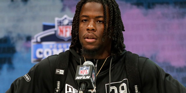 Jerry Jeudy is heading to Denver. (AP Photo/Michael Conroy)