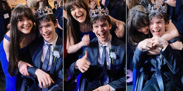 Siblings Micah and Kelsey Fowler during the Night to Shine crowning at Bayside Chapel on Feb. 7, 2020 in Barnegat Township, New Jersey.