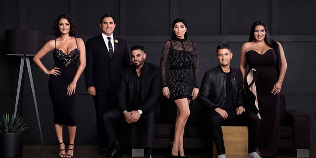 SHAHS OF SUNSET -- Season:6 -- Pictured: (l-r) Golnesa "GG" Gharachedaghi, Reza Farahan, Mike Shouted, Destiney Rose, Nema Vand, Mercedes "MJ" Javid -- (Photo by: John Tsiavis/Bravo)
