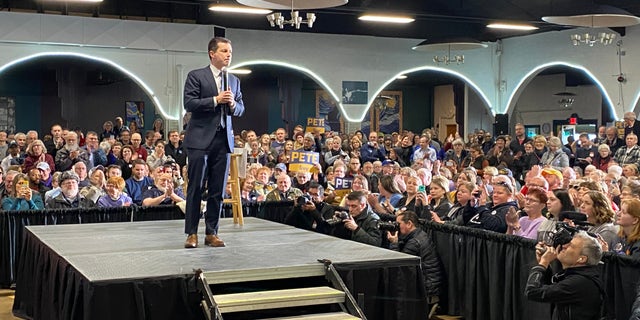 Democratic presidential candidate Pete Buttigieg holds a town hall in Waterloo, Iowa on Feb. 1, 2020