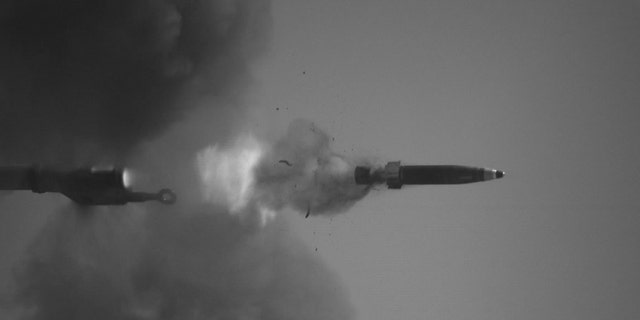 Excalibur S round photographed during a test. (Raytheon)