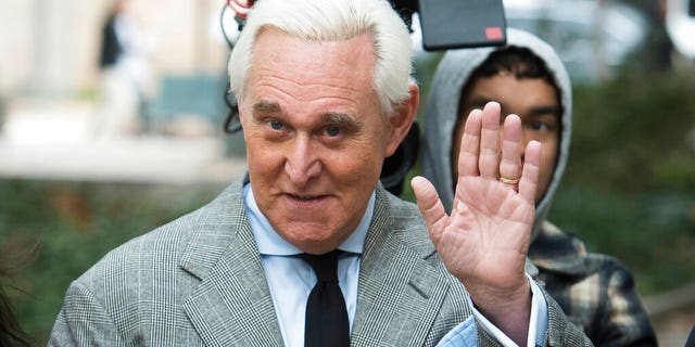 FILE - In this Nov. 7, 2019 file photo, Roger Stone arrives at Federal Court for his federal trial in Washington. The Justice Department said Tuesday it will take the extraordinary step of lowering the amount of prison time it will seek for Roger Stone, an announcement that came just hours after President Donald Trump complained that the recommended sentence for his longtime ally and confidant was “very horrible and unfair." (AP Photo/Cliff Owen)