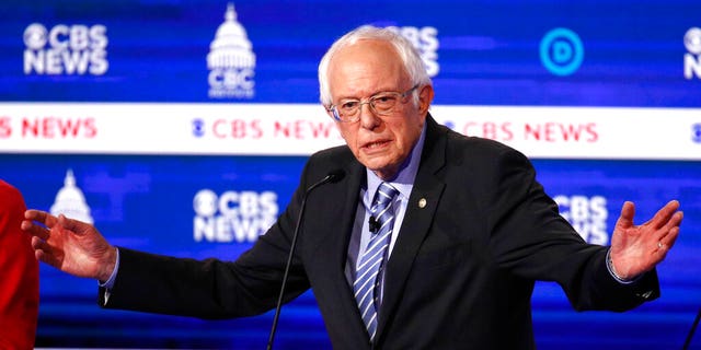 Democratic presidential candidates Sen. Bernie Sanders, I-Vt., speaks during a Democratic presidential primary debate at the Gaillard Center, Tuesday, Feb. 25, 2020, in Charleston, S.C., co-hosted by CBS News and the Congressional Black Caucus Institute. 