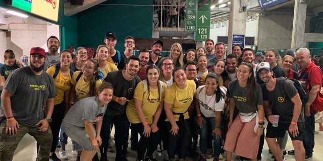 Pastors and young adult leaders from the GARRA ministry at the Allianz Parque Stadium in Sao Paulo Saturday, Feb. 8, 2020 joining 140,000 at The Send Brazil, an all-day evangelical event.