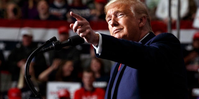 President Donald Trump speak at a campaign rally, Friday Feb. 28, 2020, in North Charleston, S.C. (AP Photo/Jacquelyn Martin)