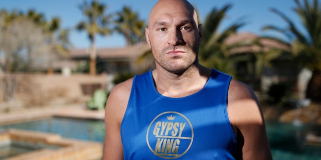 In this Thursday, Feb. 13, 2020, photo, boxer Tyson Fury poses for a portrait in Las Vegas. Fury is scheduled to fight a heavyweight rematch with WBC champion Deontay Wilder on Saturday in Las Vegas.