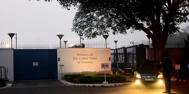 The U.S. embassy in New Delhi, India. [Photo by Priyanka Parashar /Mint via Getty Images)