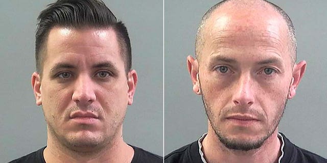 These 2019 photos provided by the Weber County Sheriff's Office show inmate Kaleb Wiewandt, left, and Matthew Belnap. Wiewandt shaved his head to look like Belnap, authorities say.