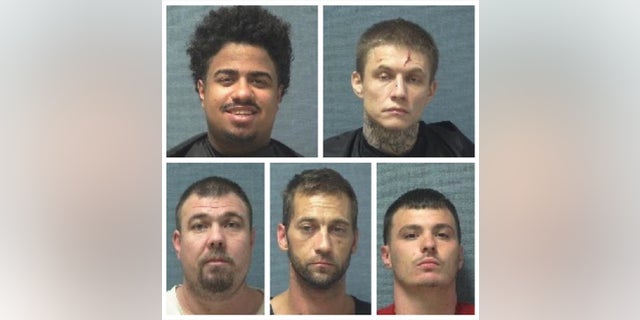 Five Ohio jail inmates escaped from a correctional facility earlier this week, authorities said. One has been captured, according to media reports. Jaden Miller and Michael Fisher; bottom row: Joshua Bingham, Jason Drake and Vincent Blanc. (Courtesy of Canton police)