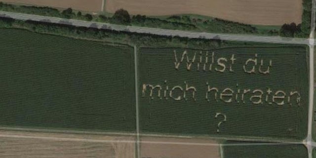 Steffan Schwarz told BBC that he used a seeding machine to spell out the message.