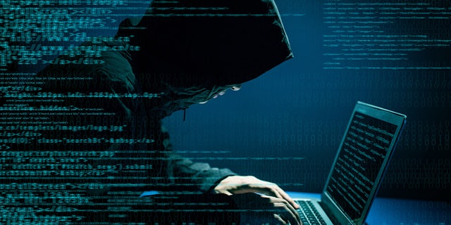 Hacker on computer graphic