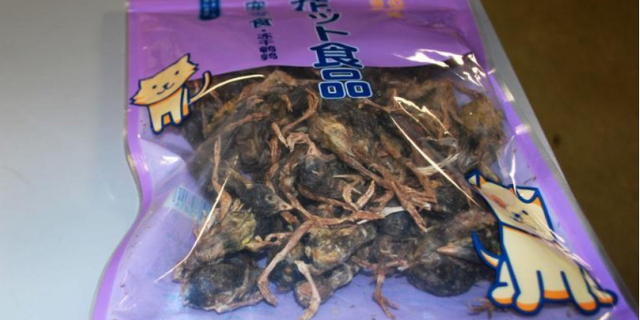 Agriculture specialists with the U.S. Customs and Border Protection (CBP) seized a package of dead birds from the luggage of a passenger traveling from China. 