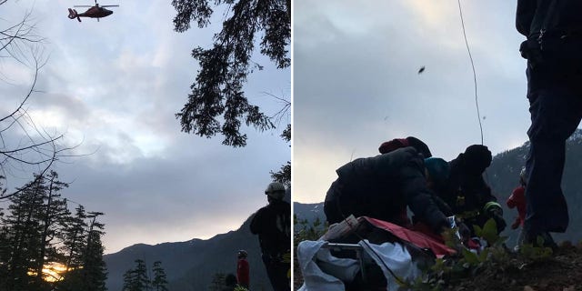 A Coast Guard helicopter crew airlifted Oldendorf to a hospital.