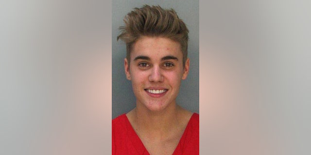 Justin Bieber's mugshot following his DUI arrest in 2014.