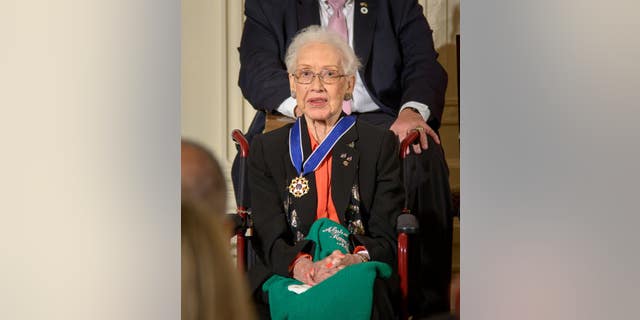 Former NASA mathematician Katherine Johnson is seen after President Barack Obama presented her with the Presidential Medal of Freedom, Tuesday, Nov. 24, 2015, during a ceremony in the East Room of the White House in Washington. (NASA/Bill Ingalls)