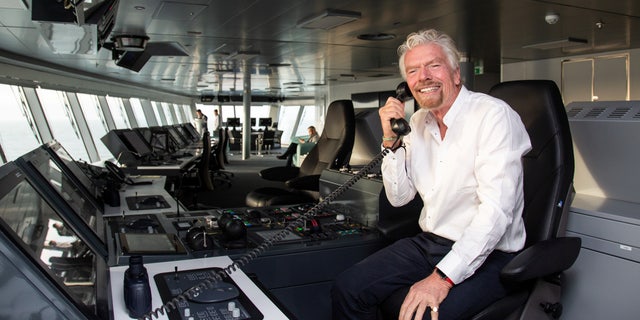 Sir Richard Branson onboard the new Scarlet Lady Virgin Voyages cruise ship.