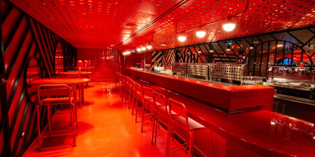 Razzle Dazzle restaurant inside the new Scarlet Lady Virgin Voyages cruise ship.