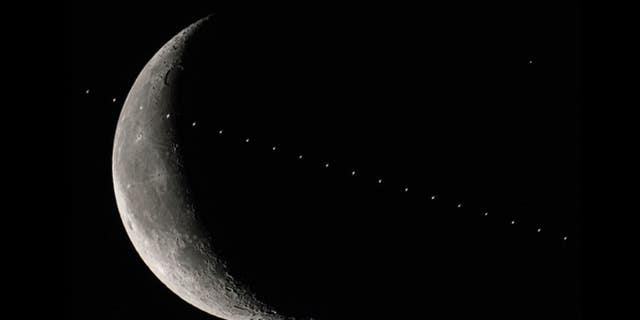 The photograph was taken on February 18 in New Mexico and charts the progress of the ISS through the night sky.