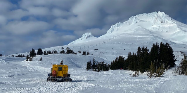 A snowcat carries search and rescue crews up Mount Hood on Feb. 25.