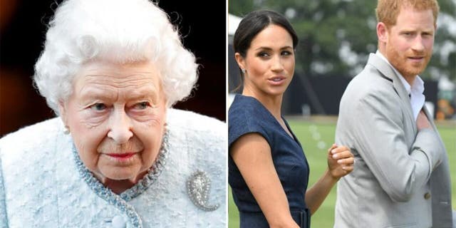 Queen Elizabeth, Meghan Markle and Prince Harry.