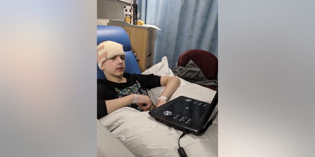 Just before Sam's bandages came off.