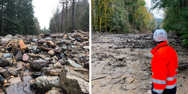 Debris blocks State Route 706 in Washington State at milepost 11.6 in Pierce County with no estimated time of reopening, according to the department of transportation.