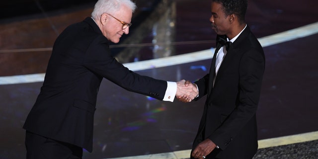 Steve Martin and Chris Rock speak onstage during the 92nd Annual Academy Awards at Dolby Theatre on February 09, 2020 in Hollywood, California. 