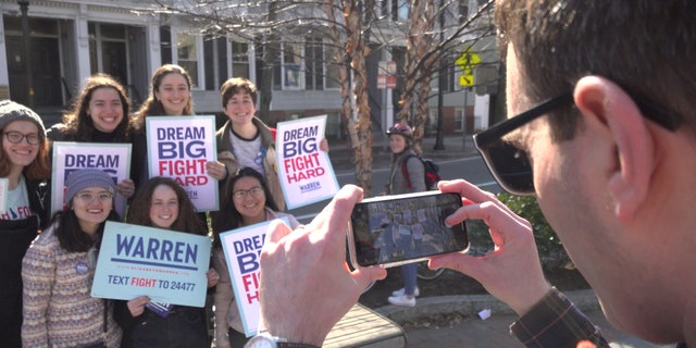 Warren supporters gather in Cambridge, Mass. to canvass for her ahead of Super Tuesday.