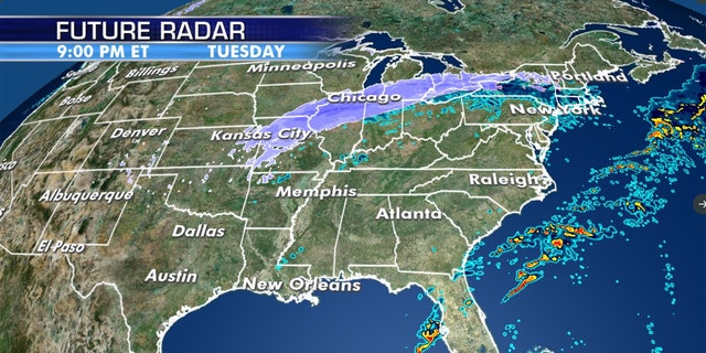 A band of heavy, wet snow is forecast to impact the Midwest into the Great Lakes on Tuesday into Wednesday.