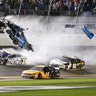 Ryan Newman goes airborne after he collided with Corey LaJoie on the final lap of the NASCAR Daytona 500 auto race at the Daytona International Speedway, Feb. 17, 2020.