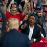 Supporters of President Trump cheer as he arrives to speak at a campaign rally at Veterans Memorial Coliseum, Wednesday, Feb. 19, 2020, in Phoenix.