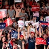 Supporters cheer as President Trump arrives to deliver remarks at a Keep America Great rally in Phoenix, Wednesday. 