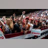 President Trump supporters cheer during a campaign rally in Phoenix, Wednesday. 