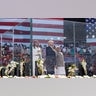 President Donald Trump, first lady Melania Trump, and Indian Prime Minister Narendra Modi stand during the national anthem at Sardar Patel Gujarat Stadium in Ahmedabad, India.?