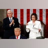 House Speaker Nancy Pelosi tears her copy of President Trump's s State of the Union address after he delivered it to a joint session of Congress on Capitol Hill in Washington, D.C., Feb. 4, 2020.