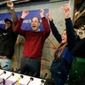 Britain's Prince William reacts as his team wins a table football match in London, Wednesday, Feb. 5, 2020. 