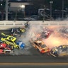 Paul Menard, driver of the #21 Motorcraft/Quick Lane Tire &amp; Auto Center Ford, wrecks during the Monster Energy NASCAR Cup Series Daytona 500 on Feb. 17, 2019.