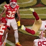 San Francisco 49ers' Kyle Juszczyk (44) scores a touchdown, during the first half of the game.