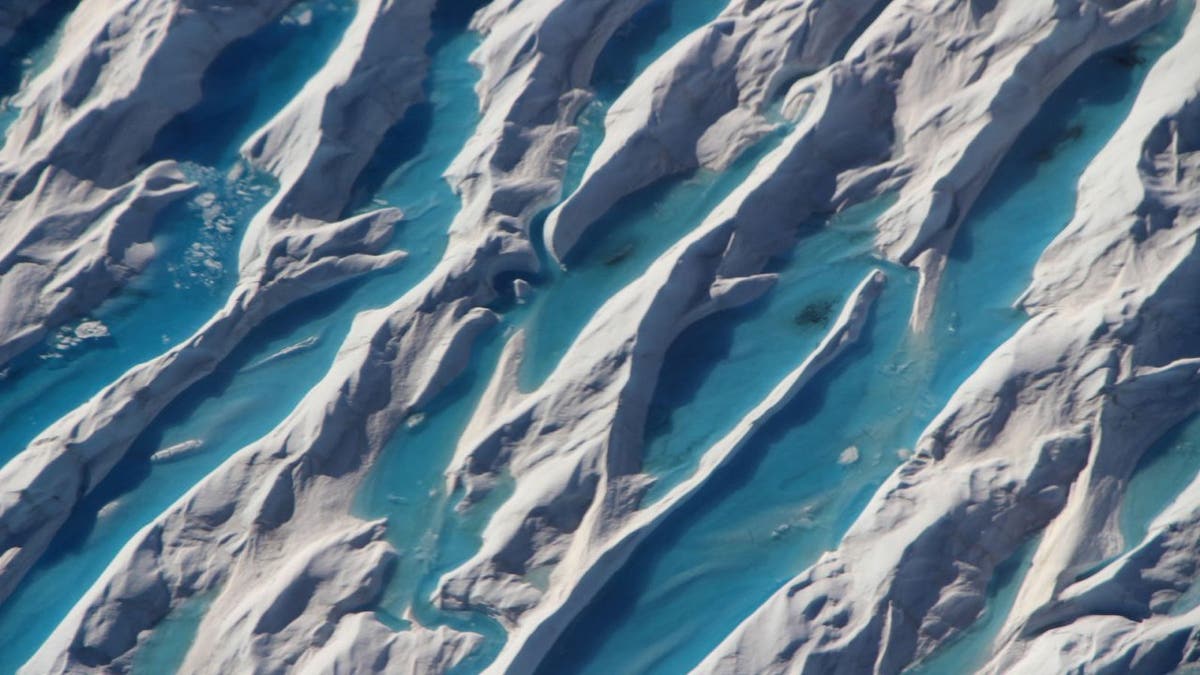 Crevasses in southern Greenland are visible from a 2017 Operation IceBridge airborne survey of the region. Credit: NASA/Operation IceBridge